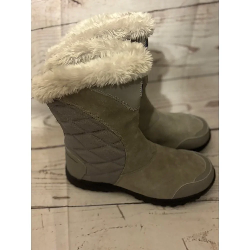 Columbia Gray Suede Fur Top Winter Warm Snow Boots Women’s Size 6